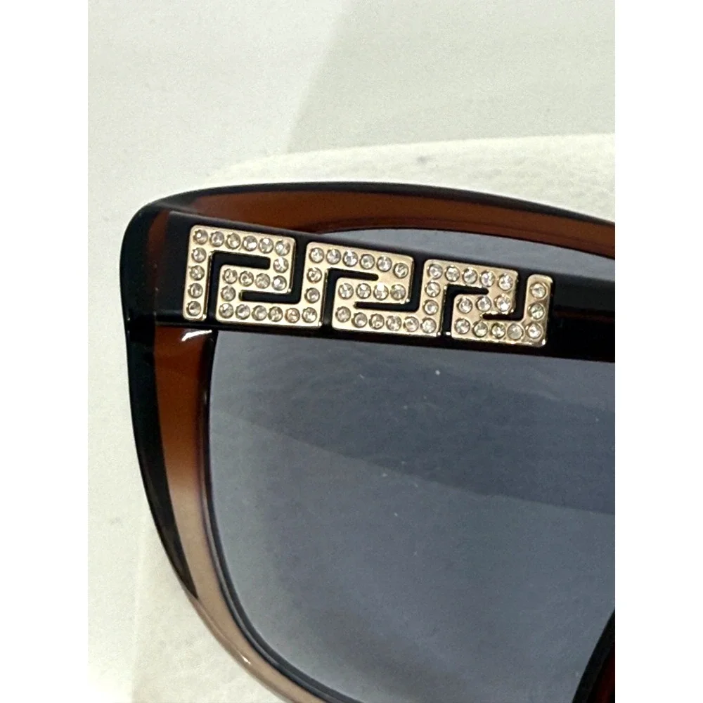 Versace 4264-B 57016 Sunglasses Frames Only, Brown Greca, 140mm, Made In Italy
